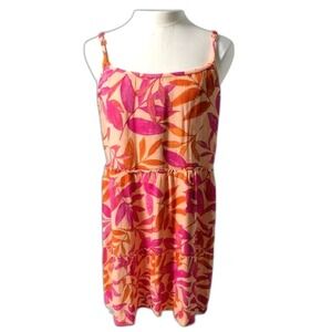 PJ Salvage Nightgown Gown Women's S Small Orange Pink Tropical Strappy NEW